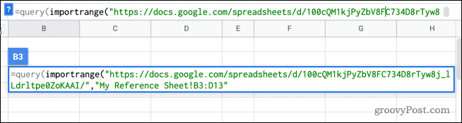 range of importrange in google sheets