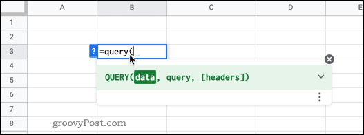 query in google sheets