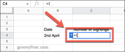 start formula in google sheets