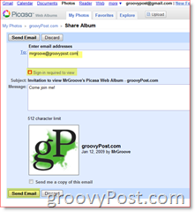 Share Invitation to Sign-In Required Picasa Web Album :: groovyPost.com