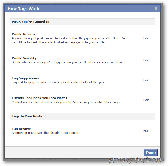 Facebook Privacy Settings Tags