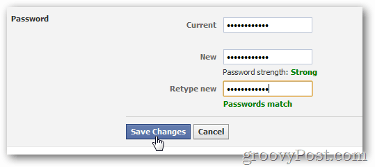 click save changes to enable new password