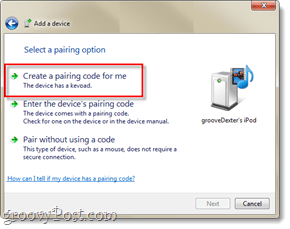 create a bluetooth pairing code for me