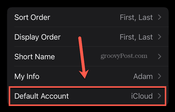 iphone default account