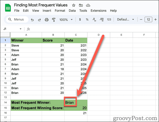 INDEX Formula Results