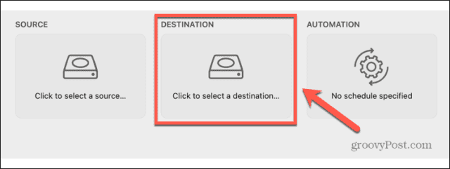 carbon copy cloner select destination