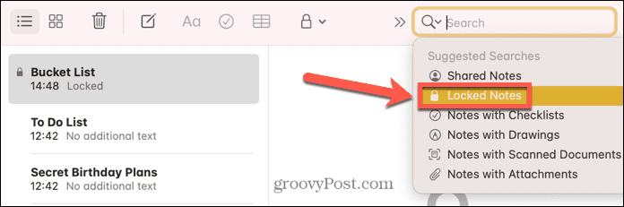 mac search locked notes