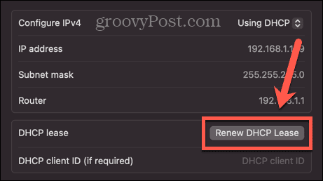 mac renew dhcp button