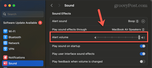 macbook alert volume slider