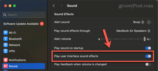 macbook play user interface sound effects toggle