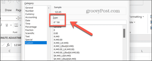 excel format type