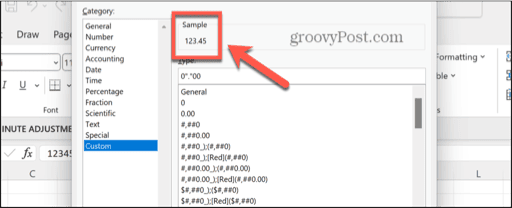 excel format sample