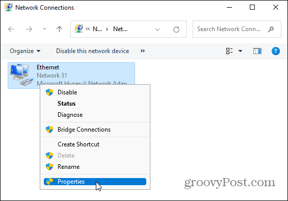 network adapter properties