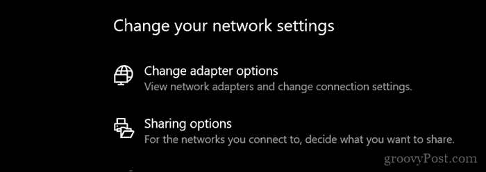 Change network settings dialog