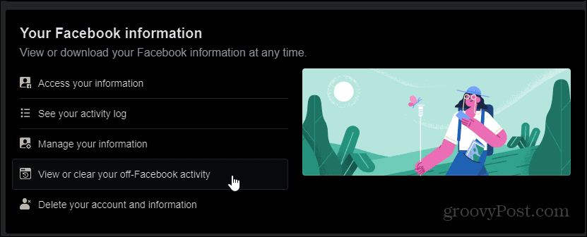 Off-Facebook activity view or clear