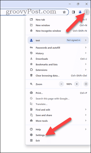 Open Chrome settings