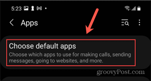 android choose default apps