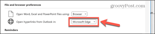 outlook browser drop-down