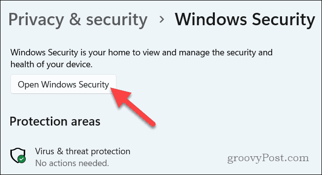 Opening Windows Security