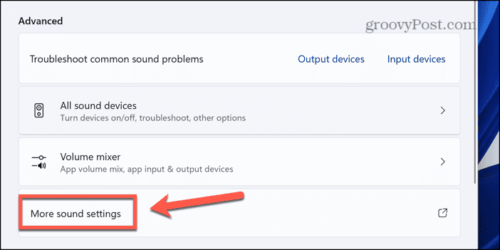 windows 11 more sound settings