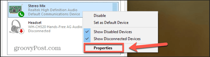 windows 11 stereo mix properties