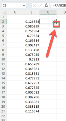 excel drag handle