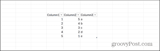 excel table no formatting