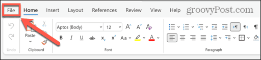 word online file menu