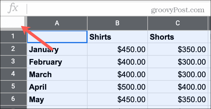 Select Sheet in Google Sheets