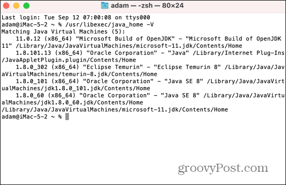 mac list of installed java jdks