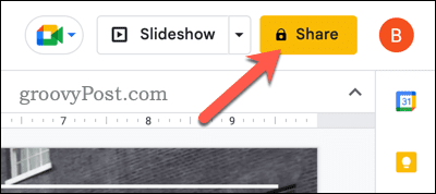 Share button in Google Slides