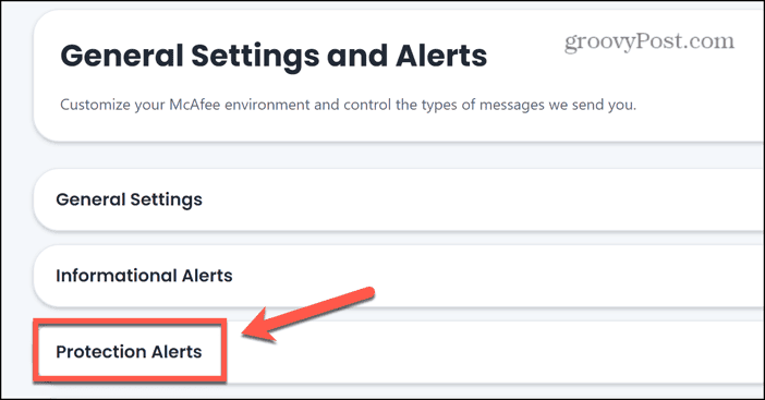 mcafee protection alerts