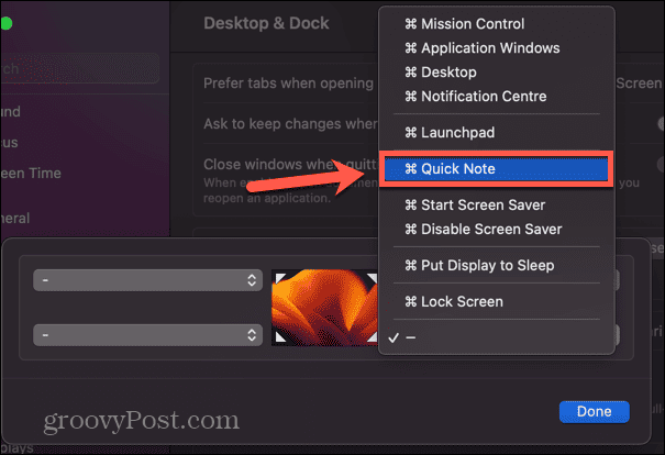 mac hot corners hotkey options