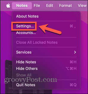 mac notes settings