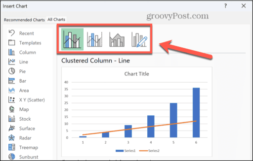 excel select combo chart type