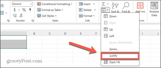 excel justify