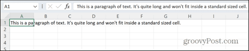 excel text over cells