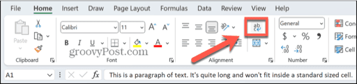 excel wrap text button