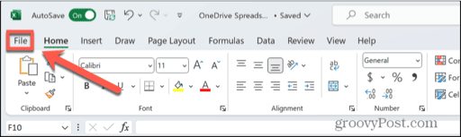 excel file menu