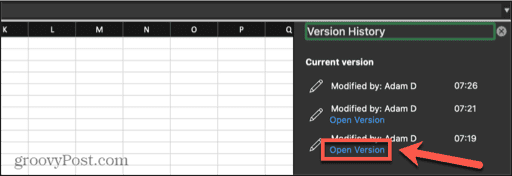 excel open version