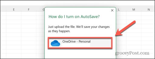 excel select onedrive account