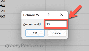 excel set column width