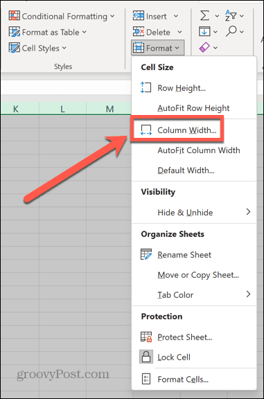 excel column width