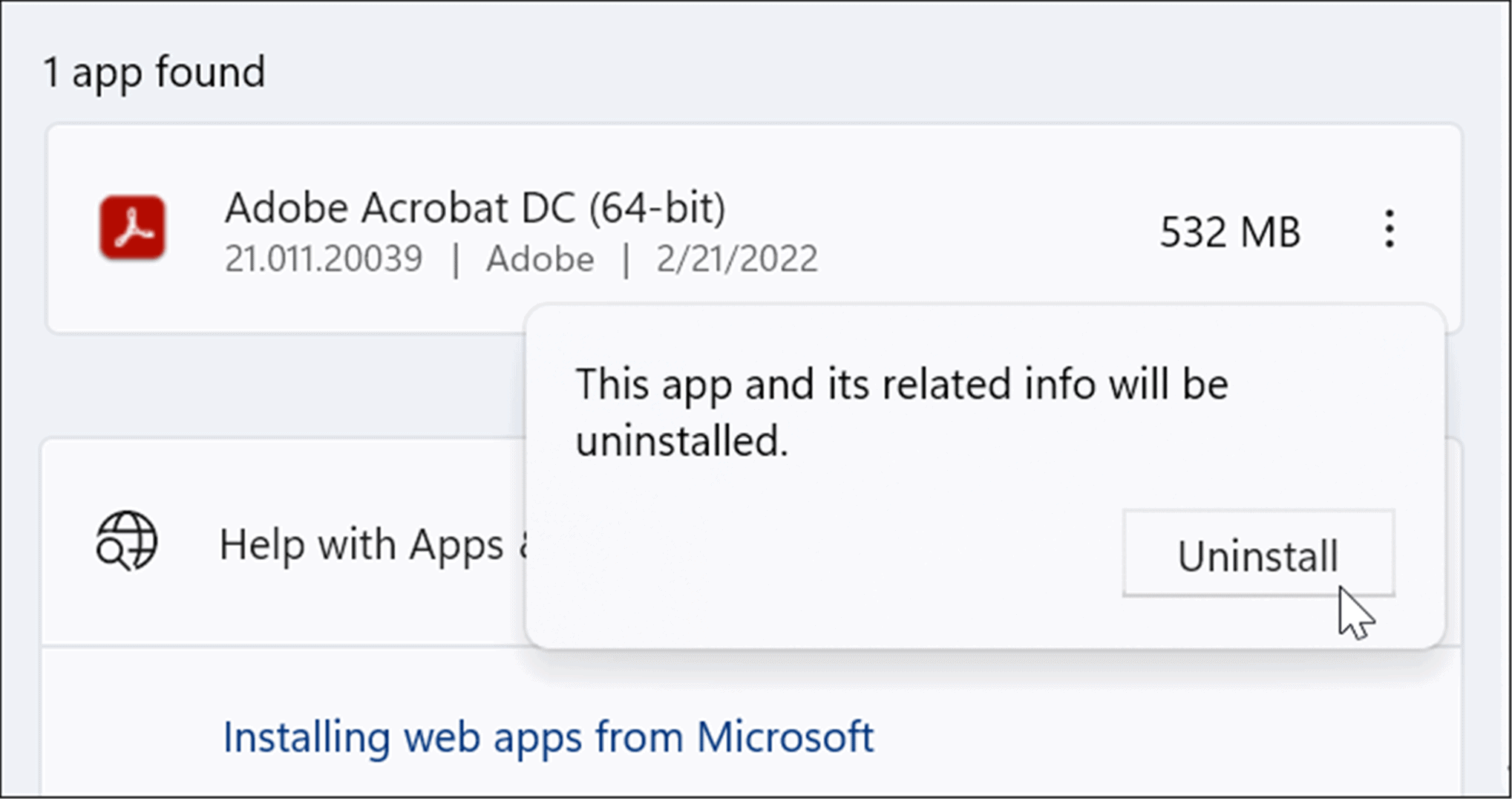 verify app uninstall 