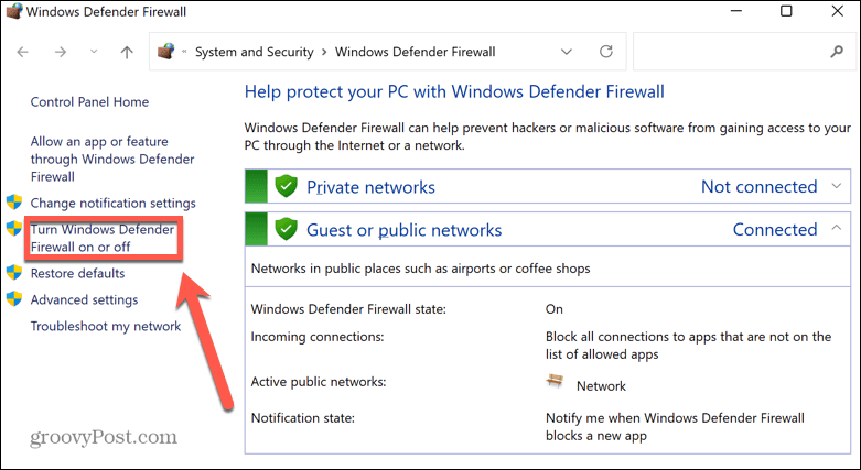 windows 11 turn firewall off