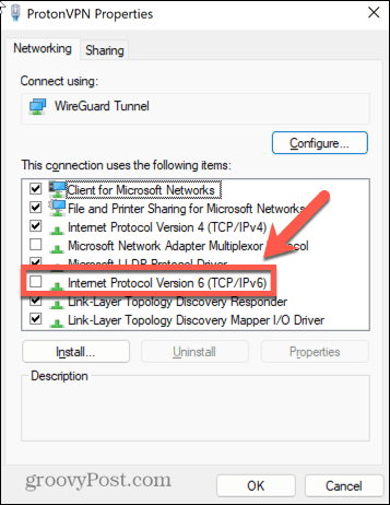 windows 11 uncheck ipv6