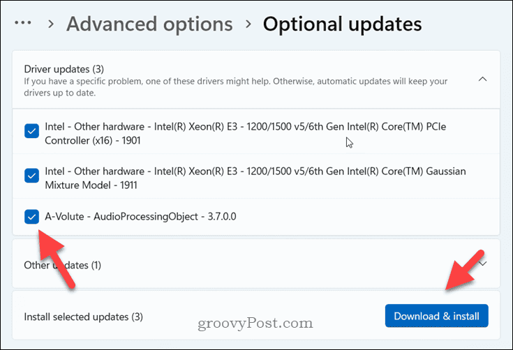 Downloading optional Windows Updates